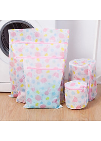 Set 5 Túi Lưới Giặt Bảo Vệ Quần Áo In Họa Tiết Dễ Thương - Tặng 1 cột tóc quả bơ