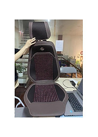 Lót Ghế Hạt Gỗ Ô Tô Phối Da Cao Cấp Libai - Lót Ghế Xe Hơi Chống Nóng, Thoáng Khí, Massage Lưng, Bảo Vệ Da Ghế Xe