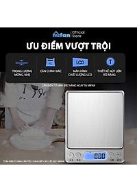 Cân Điện Tử Mini Cao Cấp 2024 MIFAN 0.01g - 3kg - Nhỏ Gọn, Siêu Chính Xác, Thép Không Gỉ, Màn LCD -Tặng 2 Đĩa Cân Và Pin