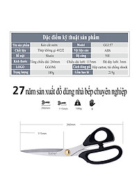 [HÀNG CHÍNH HÃNG]Kéo cắt sườn dài 26cm, lưỡi kéo dài 11.5cm bằng thép không gỉ an toàn sức khỏe của GGOMi Hàn Quốc GG157