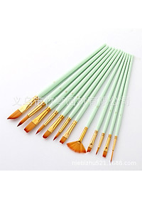 12 Cọ vẽ màu nước Pastel 3 Mint Pink Blue màu sơn dầu tranh tường số hoá Lalunavn - B52