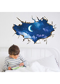 Decal dán tường Mẫu Gia Đình Nai dưới ánh trăng ,có sẵn keo chỉ cần bóc dán