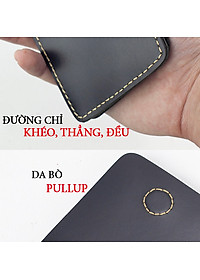 Ví sen 3 PLUS da bò Pullup V123, bóp mini nam nhỏ gọn hai màu đen và nâu, đường chỉ may tinh tế, đựng thẻ kẹp tiền tiện lợi, fullbox, thương hiệu Bụi leather chuyên đồ da thật