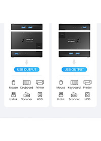 Ugreen UG15149CM618TK 2 vào 1 ra Bộ gộp USB 3.0 hỗ trợ tốc độ 5Gbps kèm 2 cáp 2 đầu USB 3.0 dài 1.5M Màu Đen - HÀNG CHÍNH HÃNG