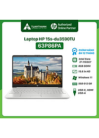 Laptop HP 15s-du3590TU (63P86PA) ( i7-1165G7/8GB RAM/512GB SSD/15.6HD/Win 11 Home 64/Bạc) Hàng chính hãng