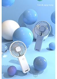 Quạt Cầm Tay Mini Tích Điện Teement, Có Giá Đở Điện Thoại, Sạc USB Di Động Tiện Lợi - Hàng Chính Hãng