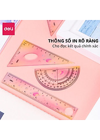 Bộ 4 Dụng Cụ Eke Thước Kẻ Thước Đo Góc Đo Độ Học Sinh Ombre Màu Thời Thượng Deli - Eke Tam Giác Vuông Đồ Dùng Toán Học Dụng Cụ Hình Học - EH652