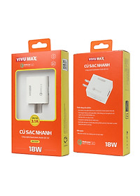 Củ Sạc nhanh cao cấp VivuMax CE.Q31 sạc nhanh công nghệ Qualcomm QC3.0, Sạc nhanh 5V-3A, 18W, tương thích hầu hết các thiết bị – Hàng Chính Hãng