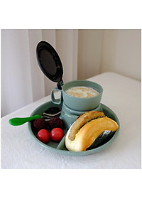 Cốc uống nước kèm nắp liền màu xanh nội địa Nhật Bản