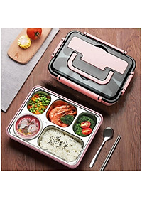 Hộp Cơm Văn Phòng 5 Ngăn Inox 304 Giữ Nhiệt Chống Tràn Có Giá Điện Thoại Tặng Thìa Đũa Cao Cấp- Hàng Chính Hãng MINIIN