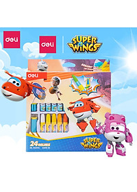 Bút sáp dầu Super Wings x Deli – thân lục giác – 12/18/24 màu - EC009-12 /EC009-18/ EC009-24