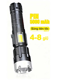 Đèn pin siêu sáng P70 độ sáng 1500lumen chống nước vỏ nhôm tản nhiệt có thể sạc tuổi thọ pin dài dung lượng lớn 5000mah