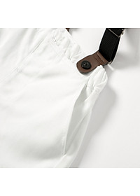 Bộ quần áo sơ sinh bé trai cao cấp, phong cách công tử, sơ mi cộc tay & quần dây đeo, áo cotton mịn mát, quần vải thô dày dặn | MB11