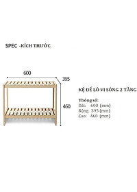 Kệ Để Lò Vi Sóng 2 Tầng Morning House Dài 60cm x Cao 46cm- Gỗ Cao Su Chắc Chắn Chịu Lực 30kg