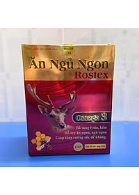 Viên Ăn Ngủ Ngon Rostex loại bỏ mất ngủ, căng thẳng, stress - Chai 60 viên bổ sung omega 3, lysin, kẽm tăng cường sức đề kháng