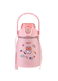 Bình Nước Giữ Nhiệt Cute 800ml Chất Liệu Inox 304 Giữ Nhiệt Không Gỉ Nóng Lạnh 24 Giờ Kèm Ống Hút Và Sticker - Hàng Loại 1 - Chính Hãng MINIIN