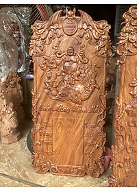 Đốc lịch treo tường khắc phật di lặc bằng gỗ hương đá kt 80×40×3cm