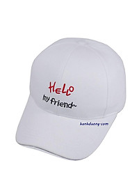 Nón kết Hello my friend mũ lưỡi trai nữ đẹp thời trang, chất liệu vải cotton thoáng mát, khóa xịn cao cấp