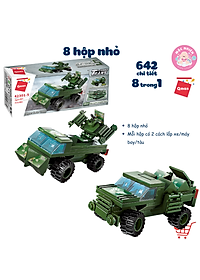 Đồ chơi lắp ráp xếp hình 8 trong 1 chủ đề quân sự Qman 42301 - Xe tăng quân sự (642 chi tiết)