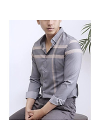 Áo Sơ Mi Nam Dài Tay Phối Sọc Ngang Dọc Mẫu KR02 Thời Trang Cao Cấp PONIVA Chất Vải Thoáng Mát Form Đẹp