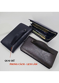 Ví dài cầm tay da bò Mill cao cấp Bụi Leather C104 - Bảo hành 12 tháng