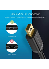 Ugreen UG10353US132TK 0.25M màu Đen Cáp sạc truyền dữ liệu USB 2.0 sang MINI USB đầu mạ vàng - HÀNG CHÍNH HÃNG