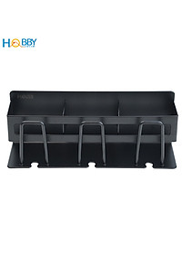 Kệ để bàn chải 3 ngăn inox 304 sơn đen dán tường Hobby home decor CD4B
