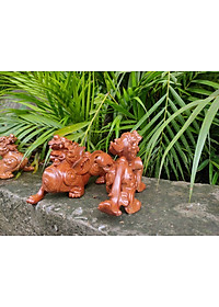 Cặp tượng đôi tỳ hưu bằng gỗ hương đá kt 20×11×8cm