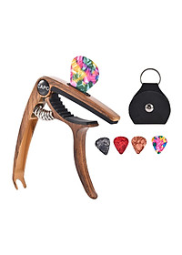 3in1 Alloy Universal Guitar Capo with 5 Picks and Leather Pick Holder for Acoustic Guitars Electric Guitar Ukuleles Mandolins Bass Guitars