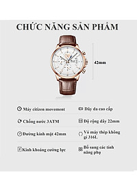 Đồng hồ nam chống nước DIZIZID chính hãng dây da cao cấp - Chạy full 6 kim và lịch ngày - Chống nước tốt - Kim dạ quang - Tặng kèm pin dự phòng DZDT69