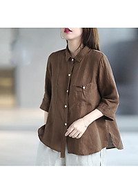Mua Áo sơ mi nữ dáng rộng tay lỡ xẻ tà gấu đuôi tôm. - NÂU - S tại Thời trang Thu Huyền Mua Áo Sơ Mi Nữ Dáng Rộng Tay Lỡ Xẻ Tà Gấu Đuôi Tôm. - Nâu - S Tại Thời Trang Thu Huyền