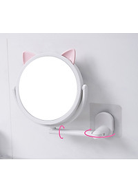 Gương Tròn Trang Điểm Tai Thỏ Dán Treo Tường 14.5cm - Hàng chính hãng