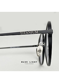 Gọng Kính Cận, Kính Giả Cận TITANIUM Cao Cấp Nam Nữ, Mắt Tròn Nhỏ, Lịch Sự, Sang Trọng, Gọng Đen Bạc, Đen Vàng, Full Đen - BLUE LIGHT