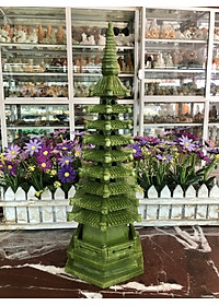 Tháp văn xương 9 tầng đá ngọc Ấn Độ ( đá serpentine ) cầu công danh tài lộc - Cao 38cm