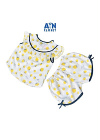 Bộ quần áo ngắn bé gái họa tiết Dâu vàng viền đen - AICDBGYQALMU - AIN Closet