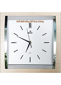 Đồng Hồ KIM TRÔI EASTAR Mặt Kính Cong Cao Cấp - Mặt Chữ nhật Ánh Kim - Tặng Pin Maxell - BH 1 Năm - Decor Trang Trí Treo Tường