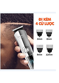 Tông đơ cắt tóc đa năng 11in1 Kemei KM-8508 nhiều đầu thay thế dùng cắt tóc, chấn viền, cạo râu, cạo lông, tỉa lông mũi, cạo chân mày,...có màn hình LED hiển thị điều chỉnh 2 mức tốc độ sạc nhanh 2h
