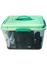 Combo hộp chống ẩm máy ảnh 10 lít (ẩm kế điện tử, 200g hạt hút ẩm xanh, tặng mút xốp) - Hàng chính hãng