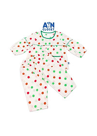 Bộ quần áo dài bé gái họa tiết Bi đỏ viền xanh lá cotton - AICDBGVQ5JJB - AIN Closet
