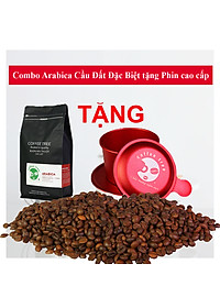 Cà phê bột Arabica Cầu Đất 500g nguyên chất 100% thơm nồng, vị nhẹ, gu tây TẶNG Phin Nhôm Pha Cà Phê Màu Đỏ Cao Cấp