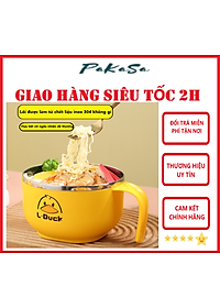 Ca Ăn Mì , Ca Đựng Cháo Giữ Nhiệt, Tô khuấy Bột Ăn Dặm Cho Bé Hình Vịt Vàng Đáng Yêu - Chính Hãng 