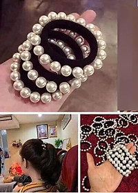 Set 3 Cột Tóc Dây Chun Buộc Tóc Đính Ngọc Trai Xinh Xắn