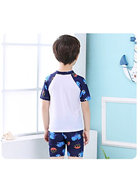 Bộ Đồ Bơi Khủng Long Dành Cho Bé Trai Cao Từ 85cm - 125cm chất vải Polyeste thân thiện với trẻ em, mau khô, thấm hút mồ hôi tốt, thiết kế thời trang bắt mắt - Tặng kèm nón bơi vải cùng màu