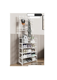 Kệ để giày dép kệ đựng giày thông minh đa năng chữ L 4 tầng 5 tầng thông minh có móc treo quần áo và đồ dụng khác