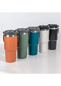 Ly Giữ Nhiệt inox 304 không gỉ sét kèm quai xách và ống hút Mishio size 600ml và 900ml - Hàng chính hãng