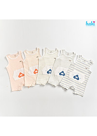 Bộ body đùi sát nách kẻ, túi ốp cho bé vải sợi tre cao cấp BB046, romper cho bé, set body bé sơ sinh hàng chính hãng HAKI