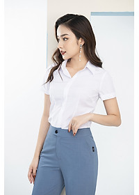  Áo Sơ Mi Nữ Trắng Tay Ngắn LUPERI LFSM1105 Cổ Đức Dáng Eo Vừa