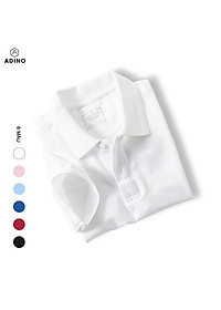 Áo polo nữ ADINO màu trắng phối viền chìm vải cotton co giãn dáng slimfit trẻ trung APN03