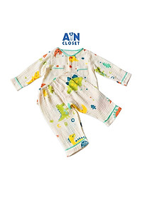 Quần áo dài bé trai họa tiết Khủng long xanh xô muslin - AICDBTEFTTPE - AIN Closet