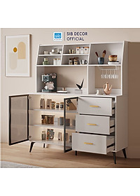 Tủ Bếp Đa Năng Kèm Ngăn Kéo Và Cửa Kính Cường Lực, Tặng Kèm Giá Treo Ly Thương Hiệu SIB Decor KG50
